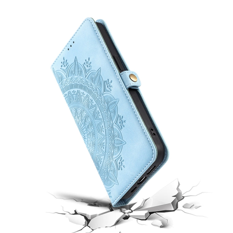 For iPhone 16 Skin Feel Totem Embossed Leather Phone Case(Blue) - iPhone 16 Cases by buy2fix | Online Shopping UK | buy2fix