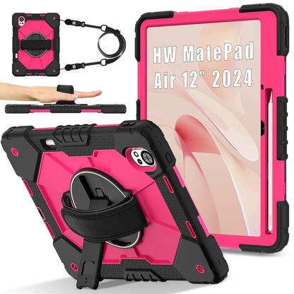 For Huawei MatePad Air 12 2024 Contrast Color Robot Silicone Hybrid PC Tablet Case(Black Rose Red) - Huawei by buy2fix | Online Shopping UK | buy2fix