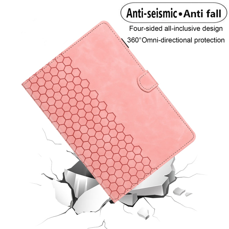 For iPad Pro 11 2024 / Air 10.9 2022 Honeycomb Embossed Leather Smart Tablet Case(Pink) - iPad Pro 11 2024 Cases by buy2fix | Online Shopping UK | buy2fix