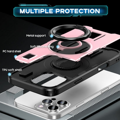 For iPhone 16 Pro Max Ring Holder Carbon Fiber PC Hybrid TPU Phone Case(Rose Gold) - iPhone 16 Pro Max Cases by buy2fix | Online Shopping UK | buy2fix