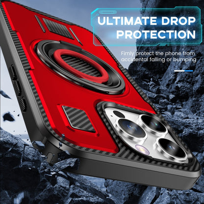 For iPhone 16 Pro Ring Holder Carbon Fiber PC Hybrid TPU Phone Case(Red) - iPhone 16 Pro Cases by buy2fix | Online Shopping UK | buy2fix