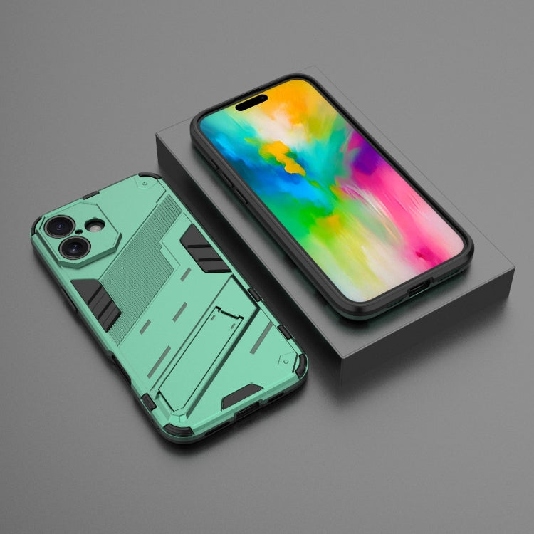 For iPhone 16 Punk Armor 2 in 1 PC + TPU Phone Case with Holder(Green) - iPhone 16 Cases by buy2fix | Online Shopping UK | buy2fix