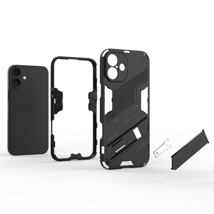 For iPhone 16 Plus Punk Armor 2 in 1 PC + TPU Phone Case with Holder(Black) - iPhone 16 Plus Cases by buy2fix | Online Shopping UK | buy2fix