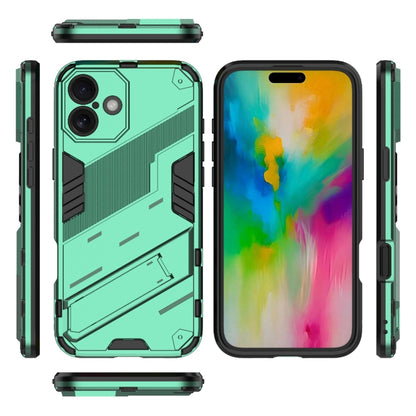 For iPhone 16 Plus Punk Armor 2 in 1 PC + TPU Phone Case with Holder(Green) - iPhone 16 Plus Cases by buy2fix | Online Shopping UK | buy2fix