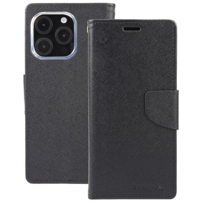 For iPhone 16 Pro Max GOOSPERY FANCY DIARY Cross Texture Leather Phone Case(Black) - iPhone 16 Pro Max Cases by GOOSPERY | Online Shopping UK | buy2fix