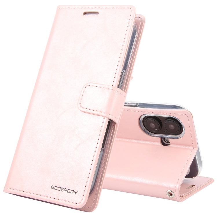 For iPhone 16 GOOSPERY BLUE MOON Crazy Horse Texture Leather Phone Case(Rose Gold) - iPhone 16 Cases by GOOSPERY | Online Shopping UK | buy2fix