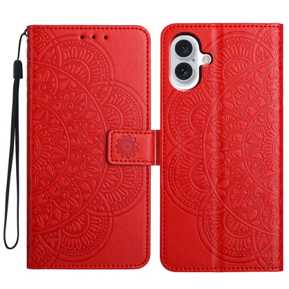 For iPhone 16 Plus Flower Embossed Leather Phone Case(Red) - iPhone 16 Plus Cases by buy2fix | Online Shopping UK | buy2fix