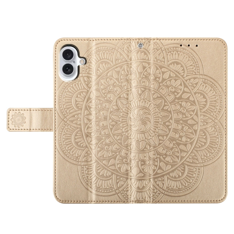 For iPhone 16 Plus Flower Embossed Leather Phone Case(Gold) - iPhone 16 Plus Cases by buy2fix | Online Shopping UK | buy2fix