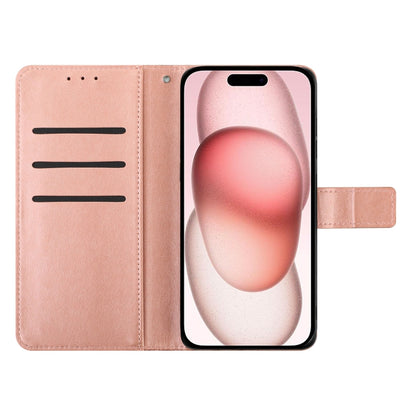 For iPhone 16 Flower Embossed Leather Phone Case(Rose Gold) - iPhone 16 Cases by buy2fix | Online Shopping UK | buy2fix