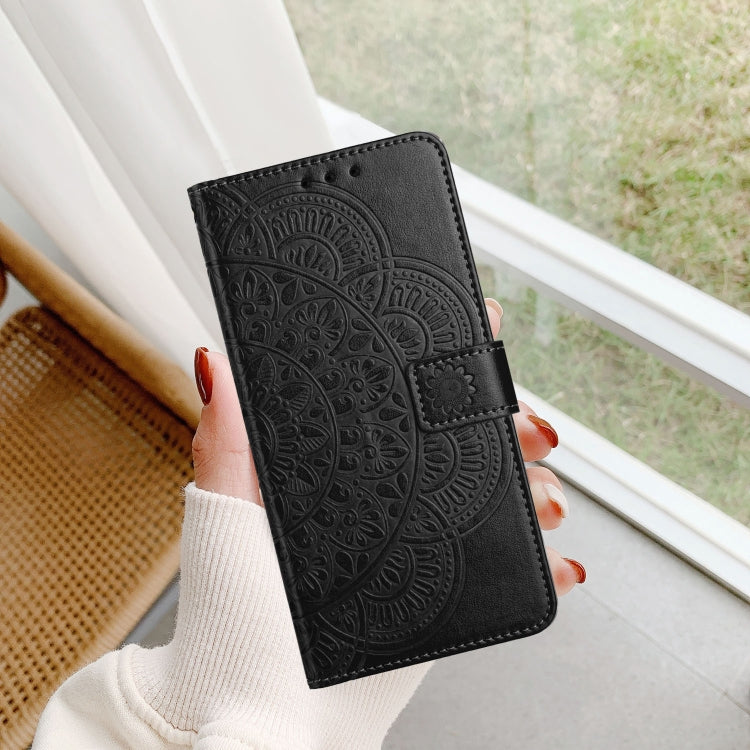 For Google Pixel 9 / 9 Pro Flower Embossed Leather Phone Case(Black) - Google Cases by buy2fix | Online Shopping UK | buy2fix