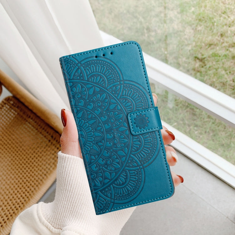 For Motorola Edge 2024 Flower Embossed Leather Phone Case(Blue) - Motorola Cases by buy2fix | Online Shopping UK | buy2fix