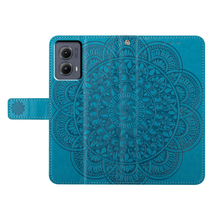 For Motorola Edge 2024 Flower Embossed Leather Phone Case(Blue) - Motorola Cases by buy2fix | Online Shopping UK | buy2fix