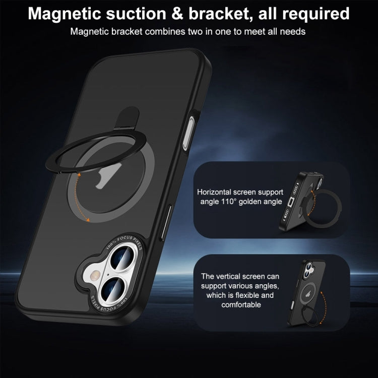 For iPhone 16 Pro Skin Feel MagSafe Magnetic Holder Phone Case(Black) - iPhone 16 Pro Cases by buy2fix | Online Shopping UK | buy2fix