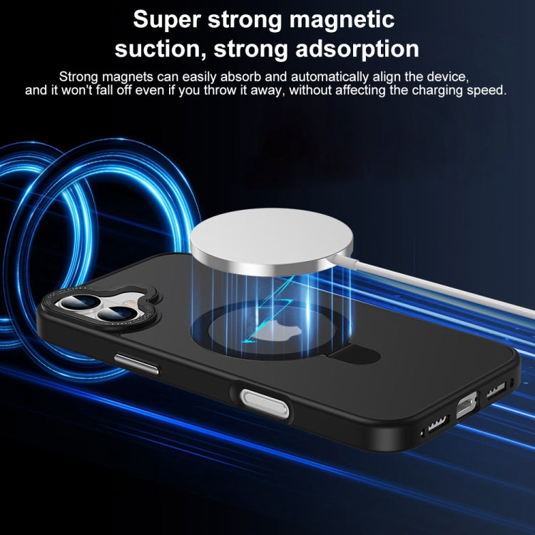 For iPhone 16 Plus Skin Feel MagSafe Magnetic Holder Phone Case(Black) - iPhone 16 Plus Cases by buy2fix | Online Shopping UK | buy2fix