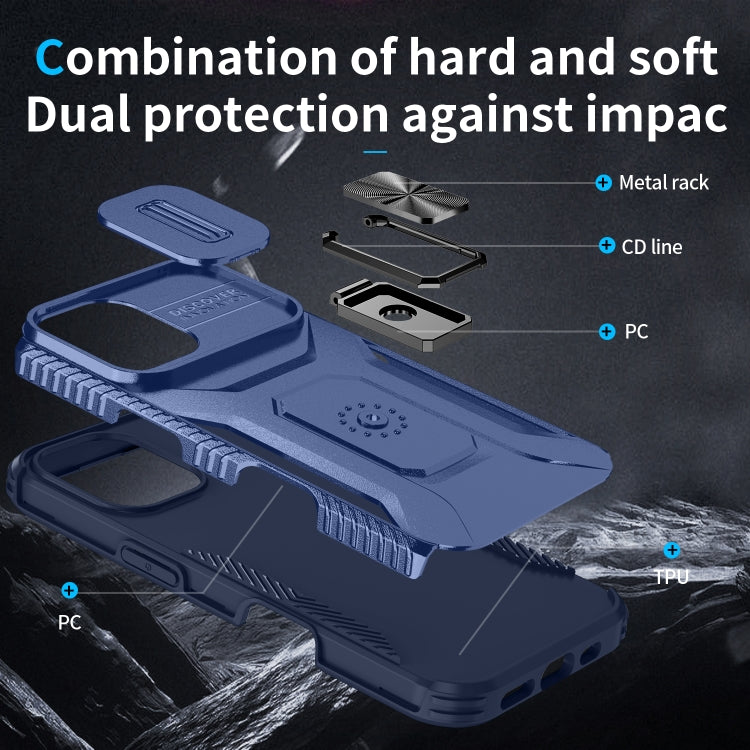 For iPhone 16 Plus Sliding Camshield Holder Phone Case(Blue) - iPhone 16 Plus Cases by buy2fix | Online Shopping UK | buy2fix