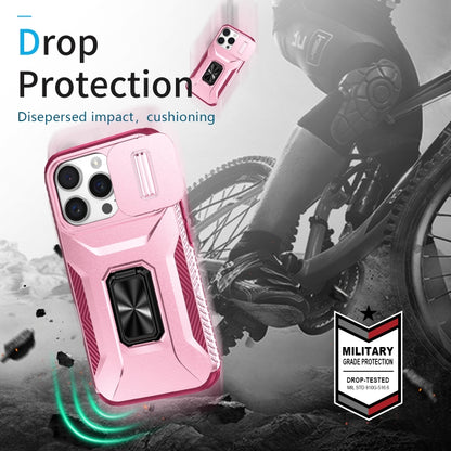 For iPhone 16 Pro Sliding Camshield Holder Phone Case(Pink + Rose Red) - iPhone 16 Pro Cases by buy2fix | Online Shopping UK | buy2fix