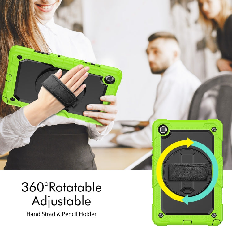 For Samsung Galaxy Tab A7 Lite T220 Silicone Hybrid PC Tablet Case with Shoulder Strap(Black + Yellow Green) - Tab A7 Lite T220 / T225 by buy2fix | Online Shopping UK | buy2fix