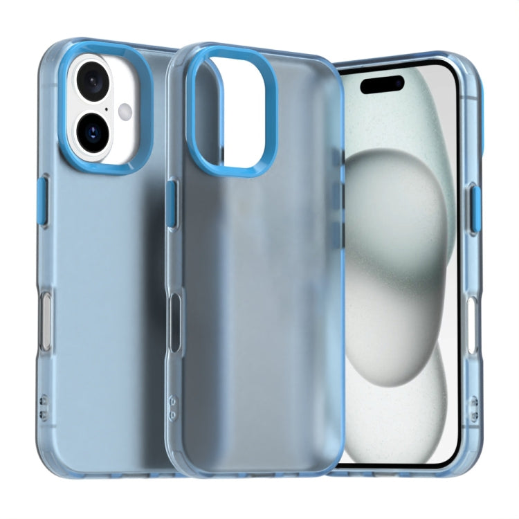 For iPhone 16 Candy PC Hybrid TPU Shockproof Phone Case(Blue) - iPhone 16 Cases by buy2fix | Online Shopping UK | buy2fix