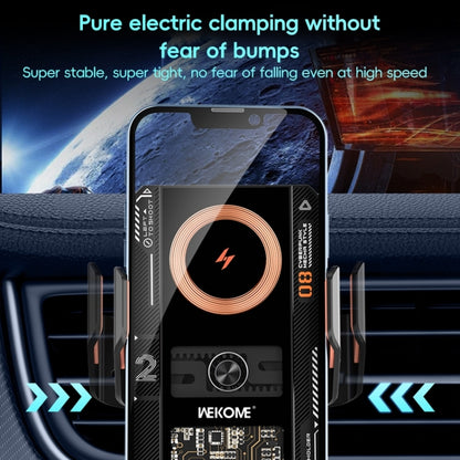 WEKOME WP-U208 15W Mechanical Transparent Wireless Charging Car Holder(Black) - Wireless Charger Holders by WK | Online Shopping UK | buy2fix