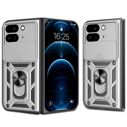 For Google Pixel 9 Pro Fold Sliding Camera Cover Design TPU+PC Phone Case(Silver) - Google Cases by buy2fix | Online Shopping UK | buy2fix