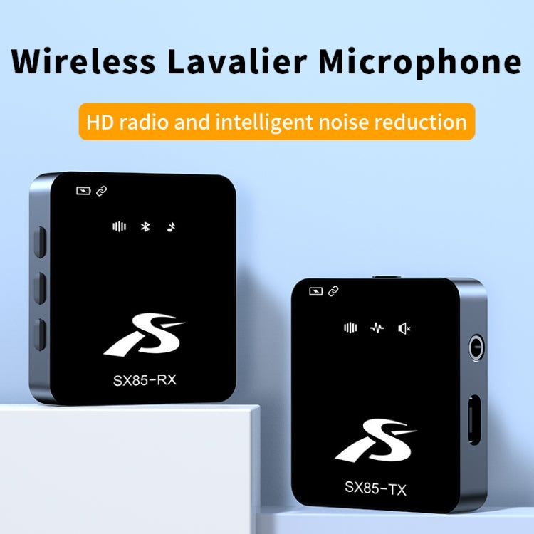 SX85 1 TX + 2 RX Square Smart Noise Reduction Lavalier Wireless Microphone(Type-C) - Microphone by buy2fix | Online Shopping UK | buy2fix