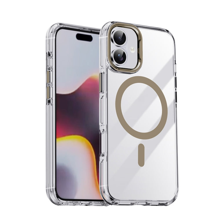 For iPhone 16 Plus Airbag PC Hybrid TPU Magsafe Phone Case(Clear Gold) - iPhone 16 Plus Cases by buy2fix | Online Shopping UK | buy2fix