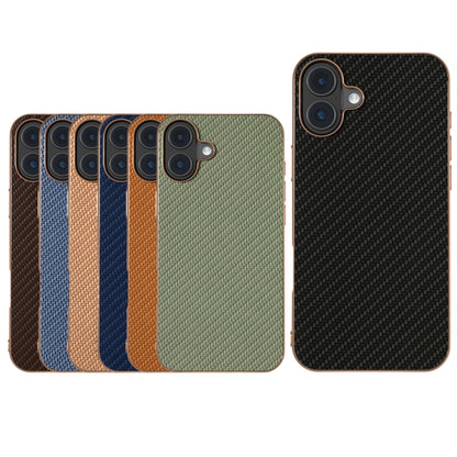 For iPhone 16 Nano Electroplating Carbon Fiber Texture Phone Case(Gold) - iPhone 16 Cases by buy2fix | Online Shopping UK | buy2fix