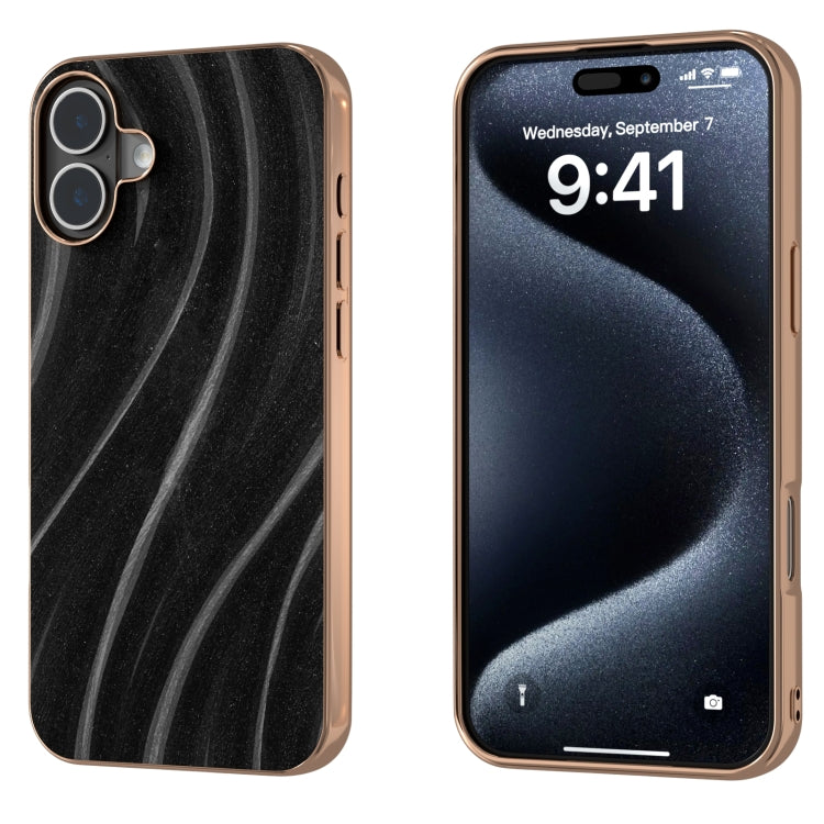 For iPhone 16 Nano Electroplating Galactic Pattern Protective Phone Case(Black) - iPhone 16 Cases by buy2fix | Online Shopping UK | buy2fix