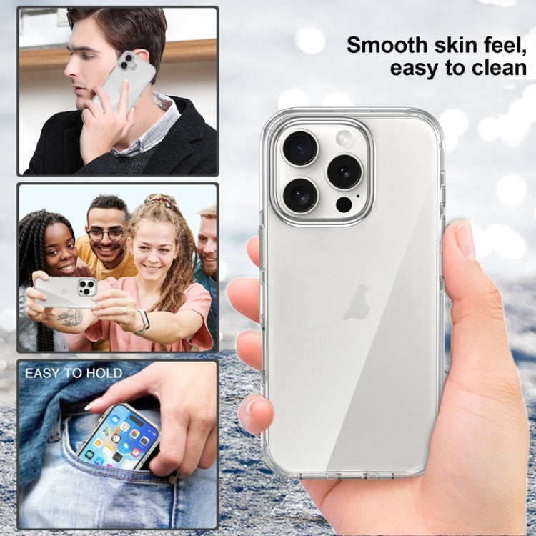 For iPhone 16 Metal Buttons PC Hybrid TPU Phone Case(Transparent) - iPhone 16 Cases by buy2fix | Online Shopping UK | buy2fix