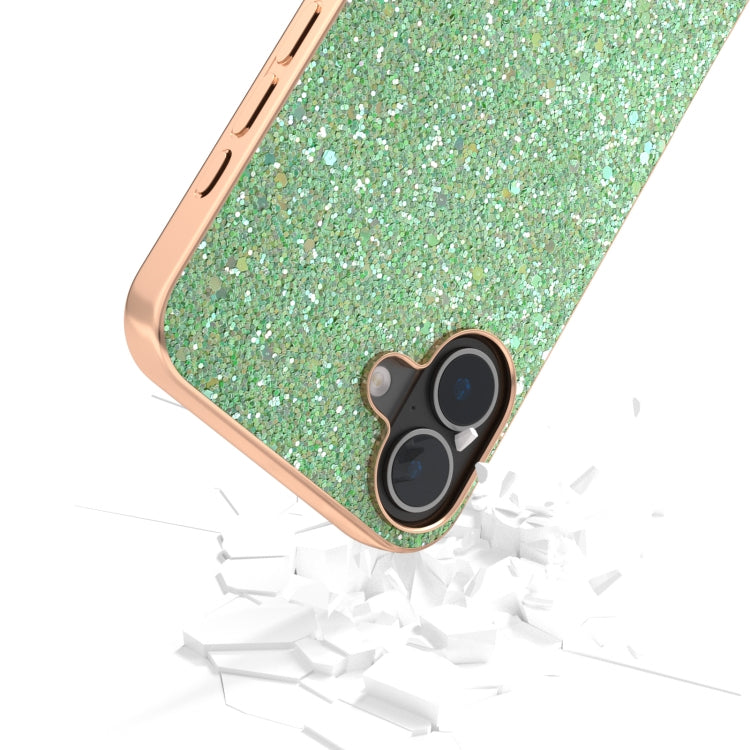 For iPhone 16 Electroplating Frame Colorful Glitter Phone Case(Dark Green) - iPhone 16 Cases by buy2fix | Online Shopping UK | buy2fix