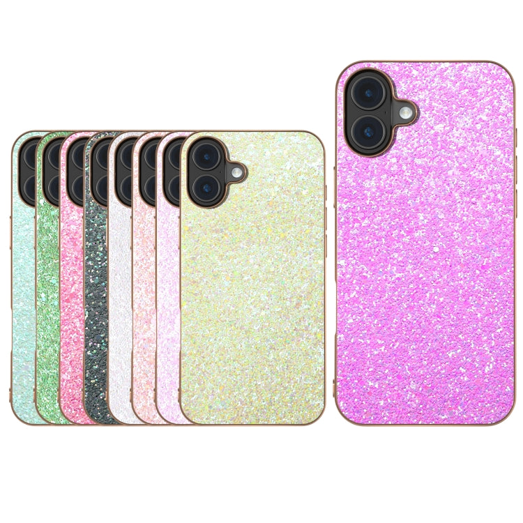 For iPhone 16 Electroplating Frame Colorful Glitter Phone Case(Dark Green) - iPhone 16 Cases by buy2fix | Online Shopping UK | buy2fix