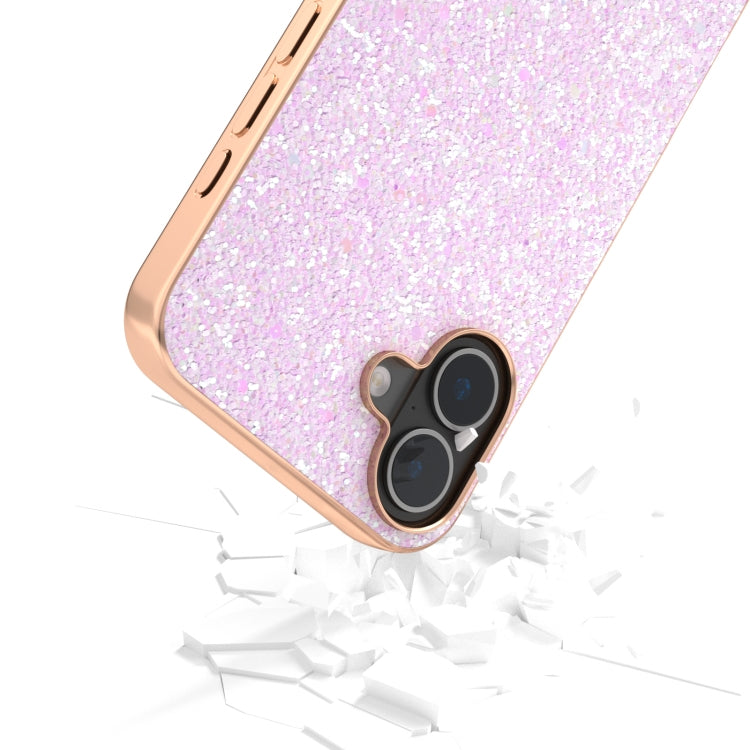 For iPhone 16 Electroplating Frame Colorful Glitter Phone Case(Glitter Pink) - iPhone 16 Cases by buy2fix | Online Shopping UK | buy2fix