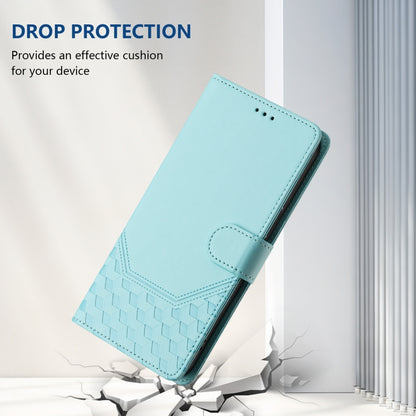 For iPhone 16 Pro Max Honeycomb Embossing RFID Leather Phone Case(Mint Green) - iPhone 16 Pro Max Cases by buy2fix | Online Shopping UK | buy2fix