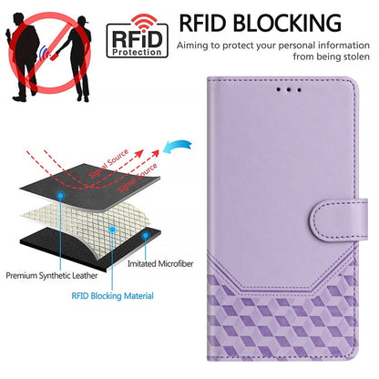 For Google Pixel 9 / 9 Pro Honeycomb Embossing RFID Leather Phone Case(Light Purple) - Google Cases by buy2fix | Online Shopping UK | buy2fix