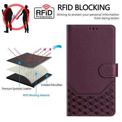 For Google Pixel 9 / 9 Pro Honeycomb Embossing RFID Leather Phone Case(Violet) - Google Cases by buy2fix | Online Shopping UK | buy2fix