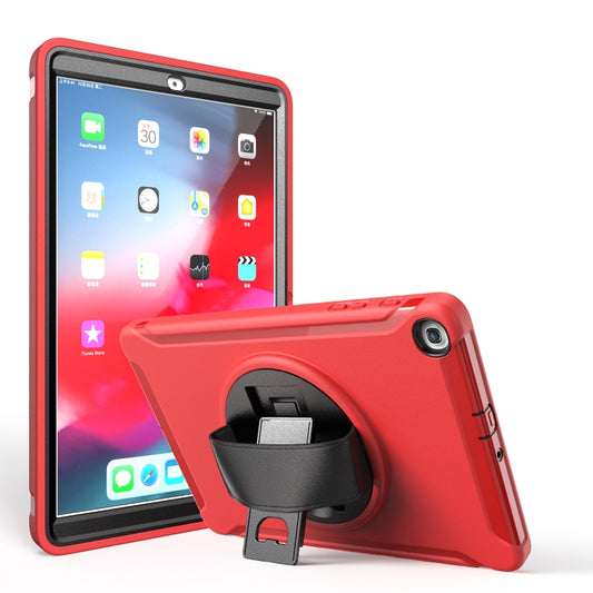 For Samsung Galaxy Tab A 10.1 (2019) T510 / T515 360 Degree Rotation PC+TPU Protective Cover with Holder & Hand Strap(Red) - Tab A 10.1 (2019) T510 / T515 by buy2fix | Online Shopping UK | buy2fix