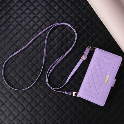 For Google Pixel 9 / 9 Pro Crossbody Zipper Wallet Rhombus Leather Phone Case(Purple) - Google Cases by buy2fix | Online Shopping UK | buy2fix