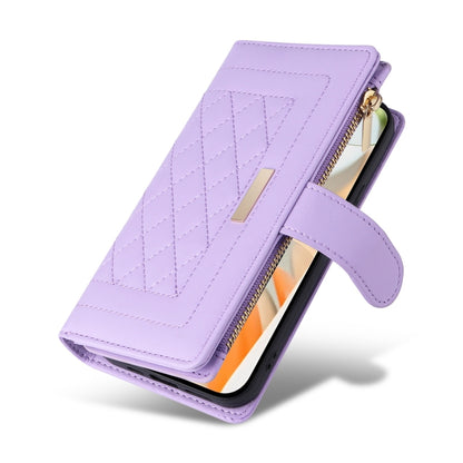 For Google Pixel 9 / 9 Pro Crossbody Zipper Wallet Rhombus Leather Phone Case(Purple) - Google Cases by buy2fix | Online Shopping UK | buy2fix