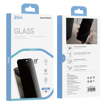 For iPhone 16 ZGA 0.33mm 2.5D Anti-static Privacy Tempered Glass Film - iPhone 16 Tempered Glass by ZGA | Online Shopping UK | buy2fix