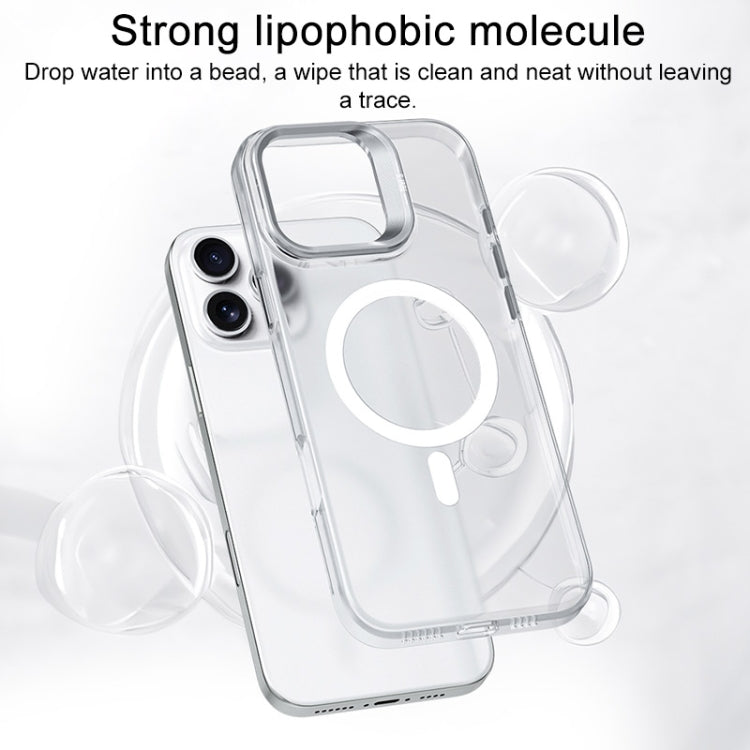 For iPhone 16 Pro Max TGVIS Stand Series MagSafe Phone Case with Lens Frame Holder(Transparent) - iPhone 16 Pro Max Cases by TGVIS | Online Shopping UK | buy2fix