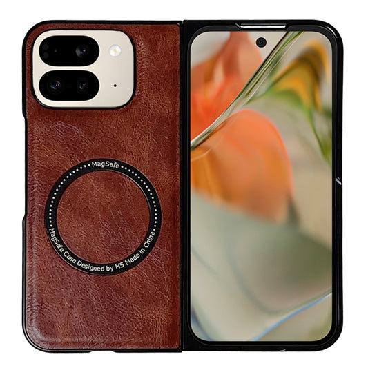 For Google Pixel 9 Pro Fold Crazy Horse Pattern Leather MagSafe Magnetic Phone Case(Coffee) - Google Cases by buy2fix | Online Shopping UK | buy2fix