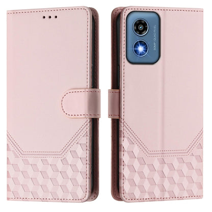 For Motorola Moto G 5G 2024 Oversea Honeycomb Embossing RFID Leather Phone Case(Pink) - Motorola Cases by buy2fix | Online Shopping UK | buy2fix