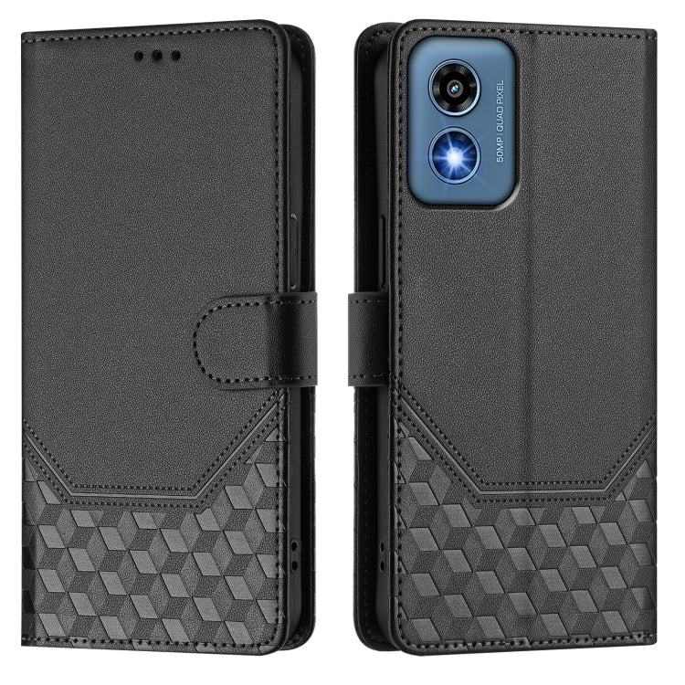 For Motorola Moto G 5G 2024 Oversea Honeycomb Embossing RFID Leather Phone Case(Black) - Motorola Cases by buy2fix | Online Shopping UK | buy2fix