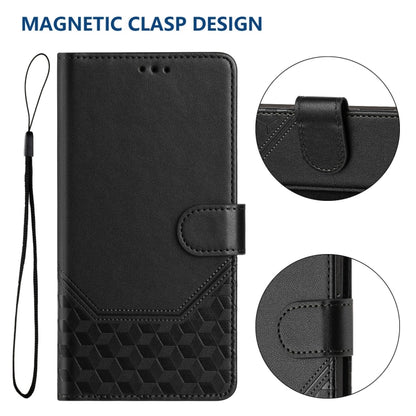 For Motorola Moto G 5G 2024 Oversea Honeycomb Embossing RFID Leather Phone Case(Black) - Motorola Cases by buy2fix | Online Shopping UK | buy2fix