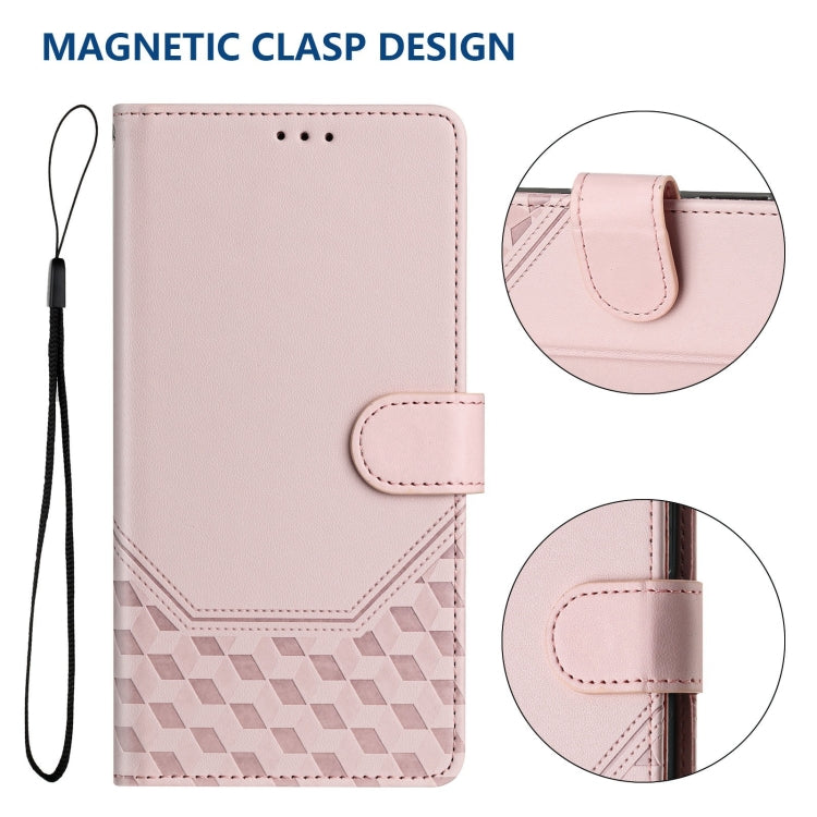 For Motorola Moto G Power 5G 2024 Honeycomb Embossing RFID Leather Phone Case(Pink) - Motorola Cases by buy2fix | Online Shopping UK | buy2fix