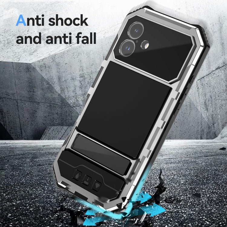 For iPhone 16 Plus R-JUST Life Waterproof Dustproof Shockproof Holder Phone Case(Silver) - iPhone 16 Plus Cases by R-JUST | Online Shopping UK | buy2fix