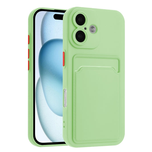 For iPhone 16 Plus Skin Feel Card Contrast Color Button TPU Phone Case(Light Green) - iPhone 16 Plus Cases by buy2fix | Online Shopping UK | buy2fix