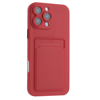 For iPhone 16 Pro Skin Feel Card Contrast Color Button TPU Phone Case(Rose Red) - iPhone 16 Pro Cases by buy2fix | Online Shopping UK | buy2fix