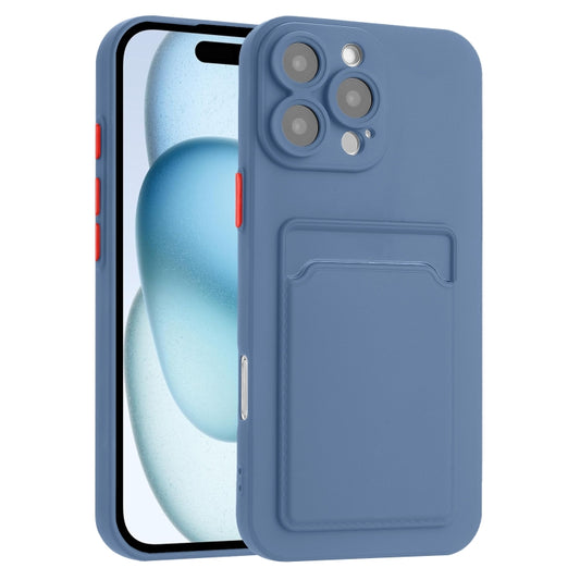 For iPhone 16 Pro Max Skin Feel Card Contrast Color Button TPU Phone Case(Gray) - iPhone 16 Pro Max Cases by buy2fix | Online Shopping UK | buy2fix