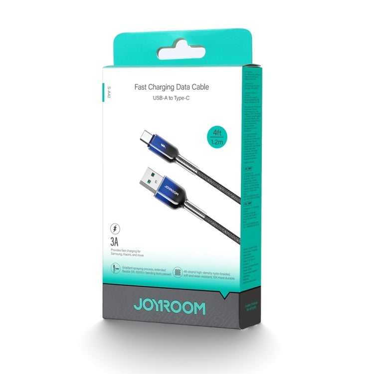 JOYROOM S-A42 Crystal Clear Series Fast Charging Data Cable, USB to Type-C Cable, Length: 1.2m(Black) - USB-C & Type-C Cable by JOYROOM | Online Shopping UK | buy2fix